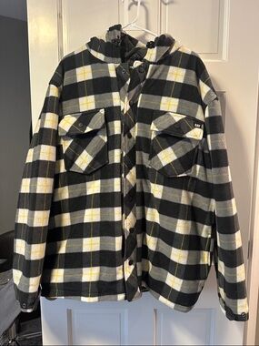 CAT Men's Plaid Fleece Hooded Work Jacket